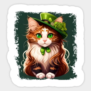 Beautiful Cat Lady St. Patrick's Day Sticker
